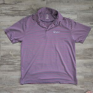 Rhoback Red White And Blue Barstool Golf Striped Polo Shirt Medium